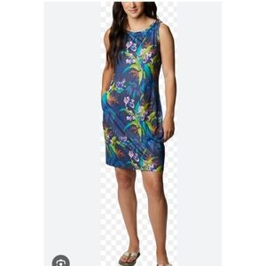 Columbia Blue Floral Midi Dress